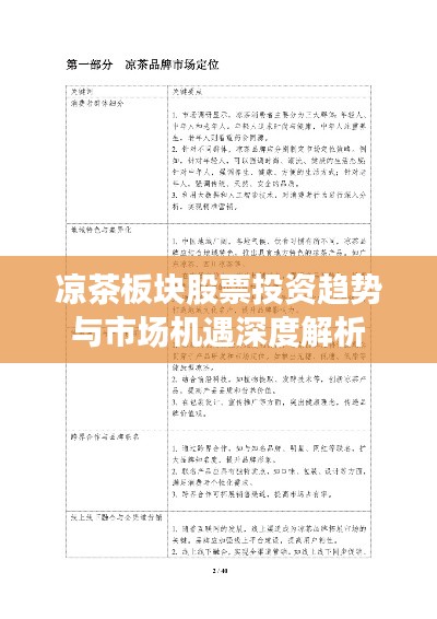 凉茶板块股票投资趋势与市场机遇深度解析